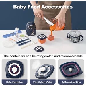 Baby Food Maker/ Processor Accessories Set with Date Markable Containers
